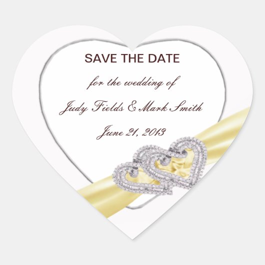 Custom Lemon Hearts Save the Date Stickers (Vorderseite)