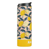 Custom Lemon Pattern Water Bottle with Name Thermosbecher (Nach links gedreht)