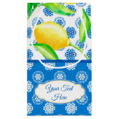 Custom Lemon und Blue Azulejos Kleine Geschenktüte (Rückseite)