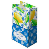 Custom Lemon und Blue Azulejos Kleine Geschenktüte (Rückseite Schrägansicht)