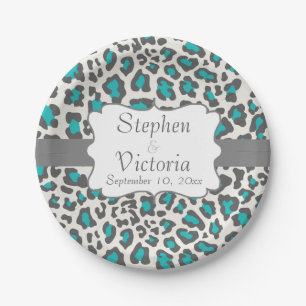 Custom Leopard Aqua, Grau, White Paper Teller