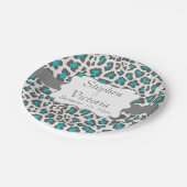 Custom Leopard Aqua, Grau, White Paper Teller (Schrägansicht)
