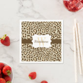 Custom Leopard Brown Tan Peach Cocktail Napkin Serviette (Beispiel)