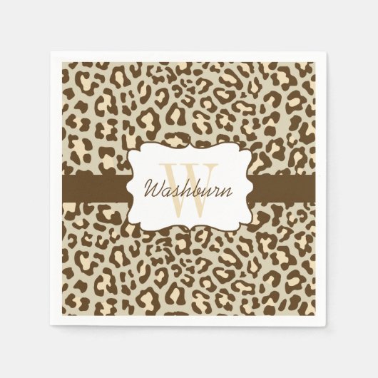 Custom Leopard Brown Tan Peach Cocktail Napkin Serviette (Vorderseite)