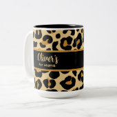 Custom Leopard Classic Modern Print Mother Day Zweifarbige Tasse (Vorderseite Links)