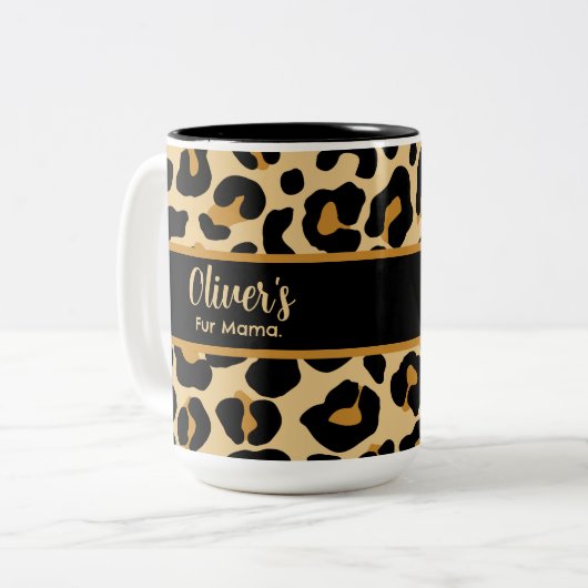 Custom Leopard Classic Modern Print Mother Day Zweifarbige Tasse (Vorderseite Links)