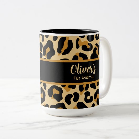 Custom Leopard Classic Modern Print Mother Day Zweifarbige Tasse (VorderseiteRechts)