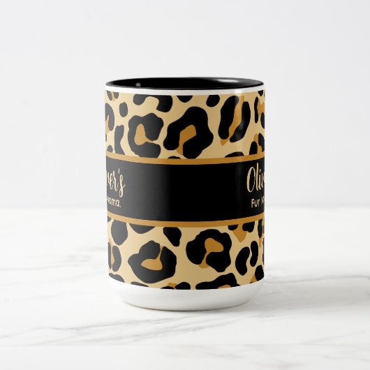 Custom Leopard Classic Modern Print Mother Day Zweifarbige Tasse (Mittel)