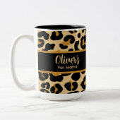 Custom Leopard Classic Modern Print Mother Day Zweifarbige Tasse (Links)