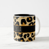 Custom Leopard Classic Moderne Print Classic Zwei- Zweifarbige Tasse (VorderseiteRechts)