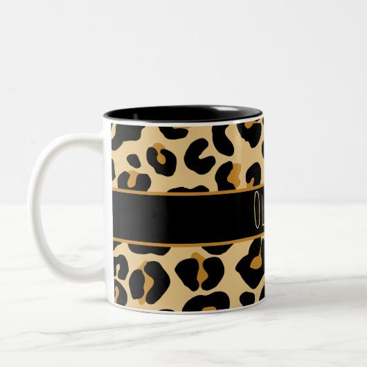 Custom Leopard Classic Moderne Print Classic Zwei- Zweifarbige Tasse (Links)