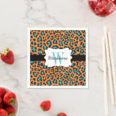 Custom Leopard Orange Black Aqua Cocktail Napkin Serviette (Beispiel)