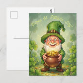 Custom Leprechaun Gnome Happy St. Patrick's Day  Postkarte (Vorne/Hinten)