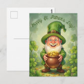 Custom Leprechaun Gnome Happy St. Patrick's Day  Postkarte (Vorne/Hinten)