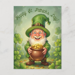 Custom Leprechaun Gnome Happy St. Patrick's Day  Postkarte