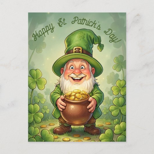 Custom Leprechaun Gnome Happy St. Patrick's Day  Postkarte (Vorderseite)