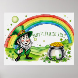 Custom Leprechaun Gnome St. Patrick's Day Shamrock Poster