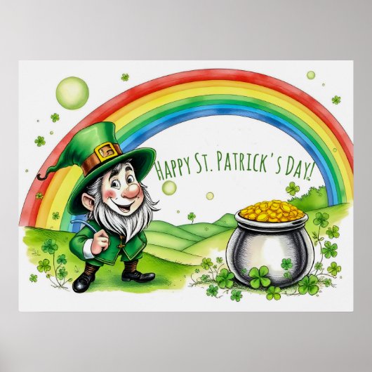 Custom Leprechaun Gnome St. Patrick's Day Shamrock Poster (Vorne)