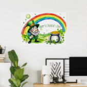 Custom Leprechaun Gnome St. Patrick's Day Shamrock Poster (Heimbüro)