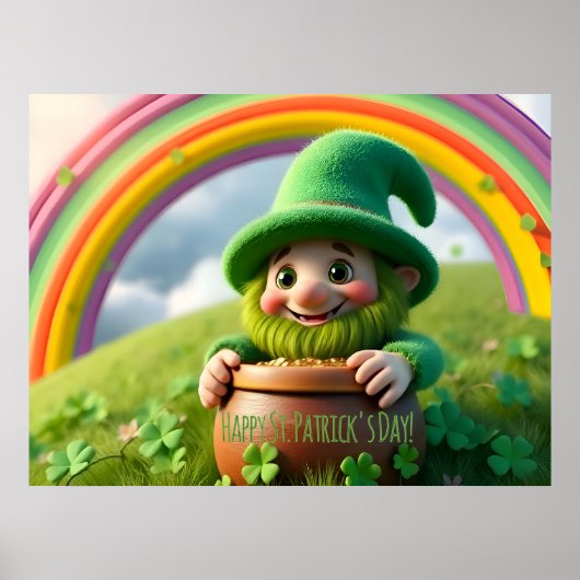 Custom Leprechaun Gnome St. Patrick's Day Shamrock Poster (Vorne)