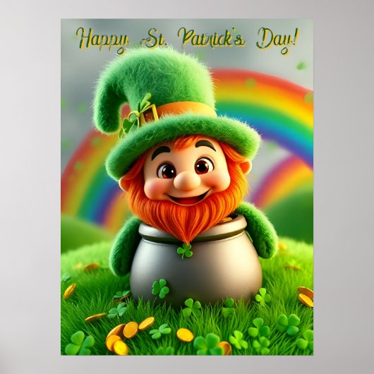 Custom Leprechaun Gnome St. Patrick's Day Shamrock Poster (Vorne)