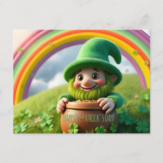 Custom Leprechaun Gnome St. Patrick's Day Shamrock Postkarte (Vorderseite)