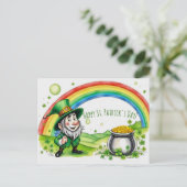 Custom Leprechaun Gnome St. Patrick's Day Shamrock Postkarte (Stehend Vorderseite)