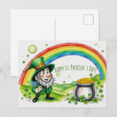 Custom Leprechaun Gnome St. Patrick's Day Shamrock Postkarte (Vorne/Hinten)