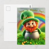 Custom Leprechaun Gnome St. Patrick's Day Shamrock Postkarte (Vorne/Hinten)