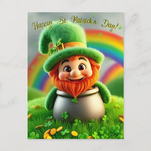 Custom Leprechaun Gnome St. Patrick's Day Shamrock Postkarte (Vorderseite)