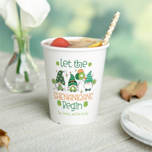 Custom Let the Shenanigans Begin Gnome Party Pappbecher (In Situ)
