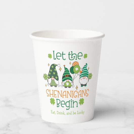 Custom Let the Shenanigans Begin Gnome Party Pappbecher (Rückseite)