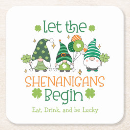 Custom Let the Shenanigans Begin Gnome Party Rechteckiger Pappuntersetzer