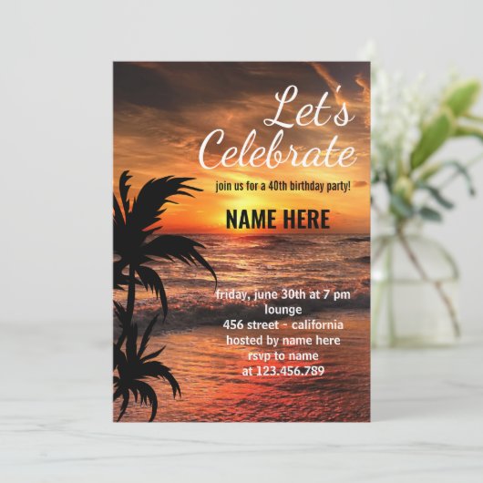 CUSTOM LET'S CELEBRATE BIRTHDAY PARTEI EINLADUNG (Stehend Vorderseite)