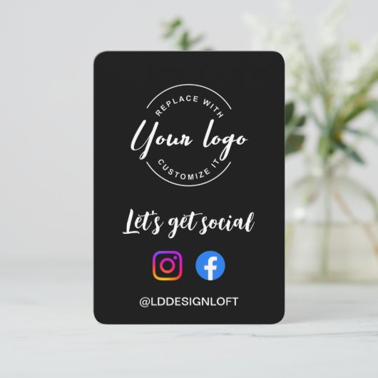 Custom Let's Get Social Media Website Logo QR-Code Einladung (Stehend Vorderseite)