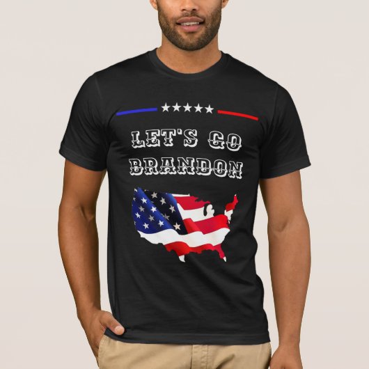 Custom LET'S GO BRANDON Funny Trump USA Flag T-Shirt (Vorderseite)