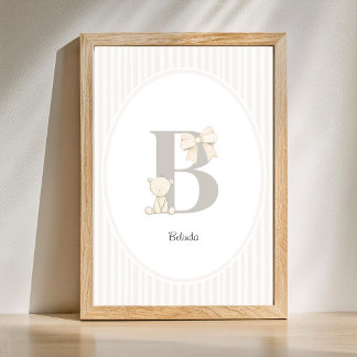 Custom Letter B Nursery Wall Art - Baby Name Print Poster