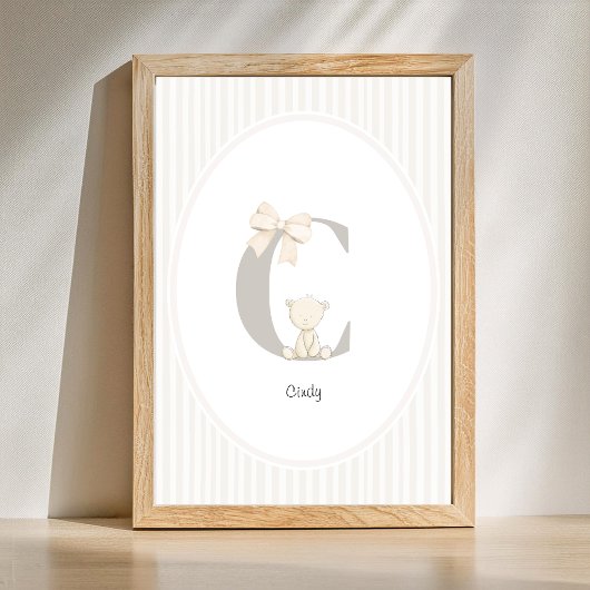 Custom Letter C Nursery Wall Art - Baby Name Print Poster