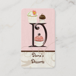 Custom Letter D Monogram Dessert Backgeschäft Visitenkarte