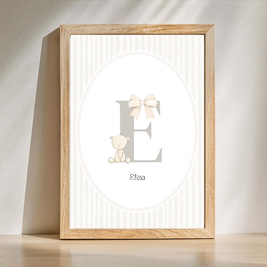 Custom Letter E Nursery Wall Art - Baby Name Print Poster