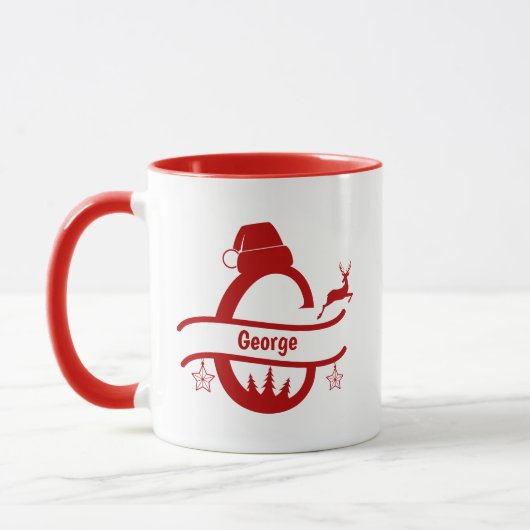 Custom Letter G Name Christmas Monogram Tasse (Links)
