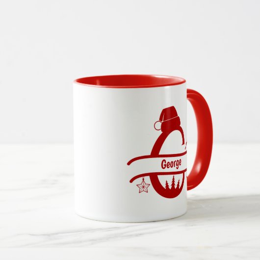 Custom Letter G Name Christmas Monogram Tasse (VorderseiteRechts)