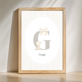 Custom Letter G Nursery Wall Art - Baby Name Print Poster