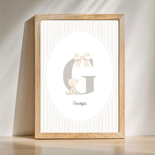 Custom Letter G Nursery Wall Art - Baby Name Print Poster