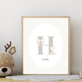 Custom Letter H Nursery Wall Art - Baby Name. Prin Poster