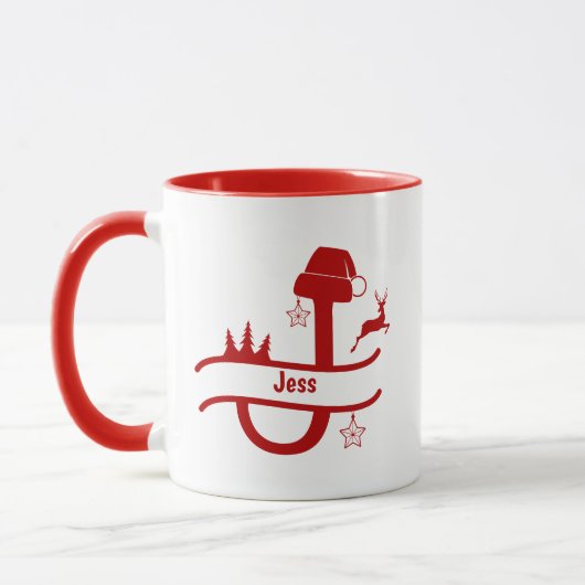 Custom Letter J Name Christmas Monogram Tasse (Links)