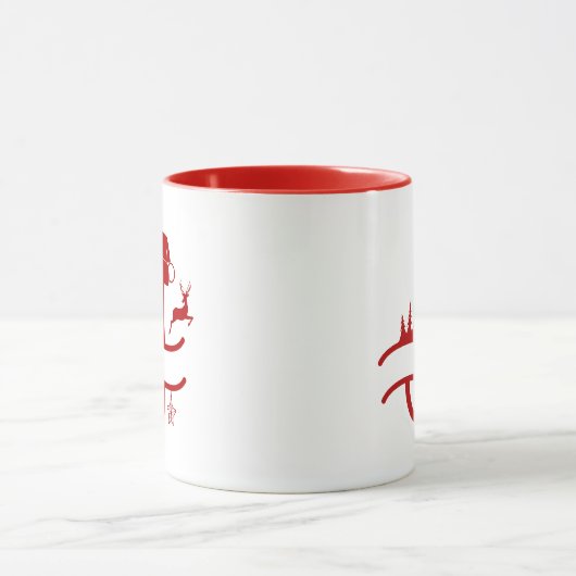 Custom Letter J Name Christmas Monogram Tasse (Zentrum)
