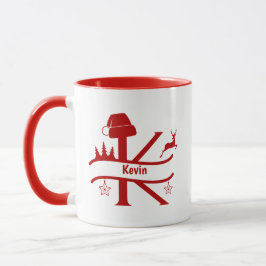 Custom Letter K Name Christmas Monogram Tasse
