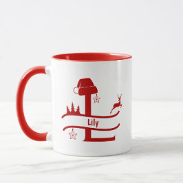 Custom Letter L Name Christmas Monogram Tasse
