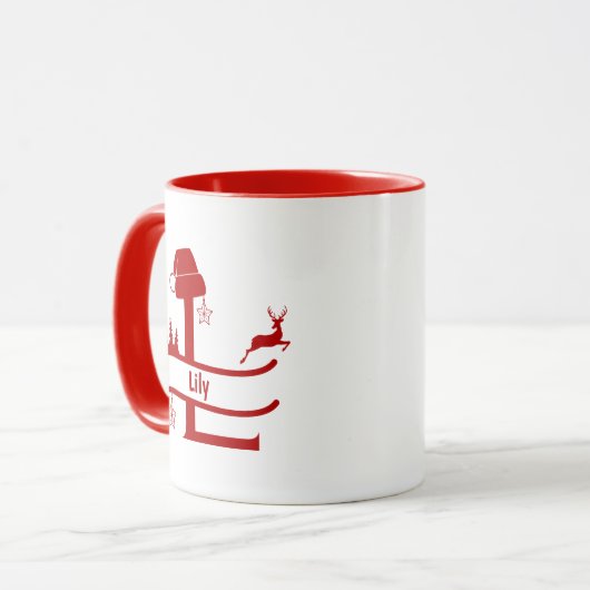 Custom Letter L Name Christmas Monogram Tasse (Vorderseite Links)